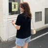 Plus-size women's short-sleeved T-shirt for chubby girls 2025 summer new style, 200 pounds loose, flattering and slimming, square neck stylish top Application Scenario